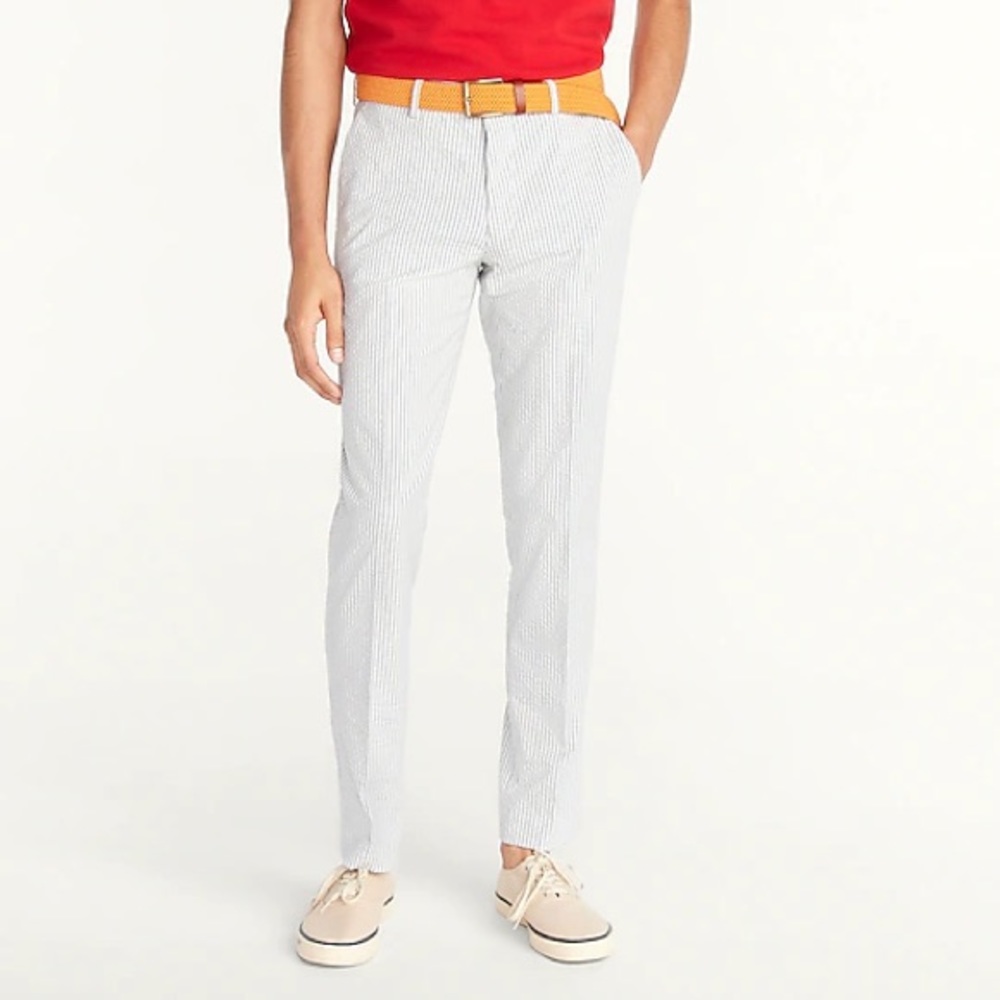 NWOT J. Crew Seersucker Pants (Men’s) (34Wx34L) Blue Stripe